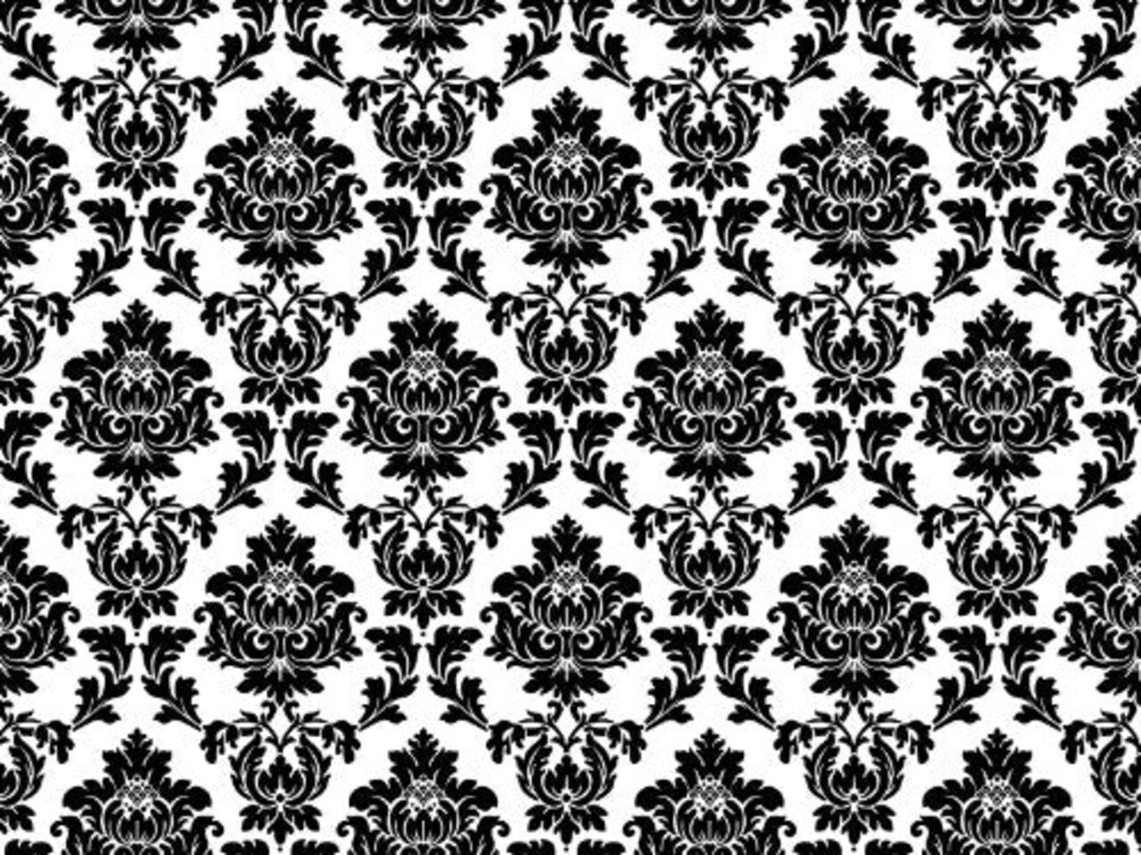 1/4 Sheet ~ Damask Black on White Wedding Background ~ Edible Cake/Cupcake Topper - D799